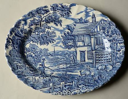 Hunter Blue (No Trim) 11" Oval Serving Platter