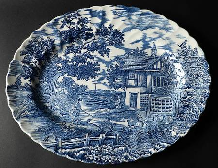 Hunter Blue (No Trim) 14" Oval Serving Platter