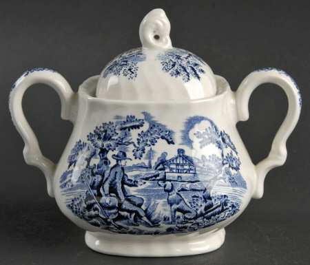 Hunter Blue (No Trim) Sugar Bowl & Lid