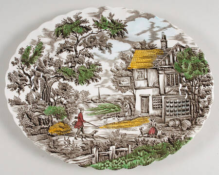 The Hunter Multicolor 12" Oval Serving Platter by Myott Staffordshire