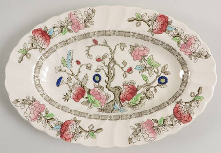 Indian Tree (No #, No Green Border, Cream) Underplate for Gravy Boat