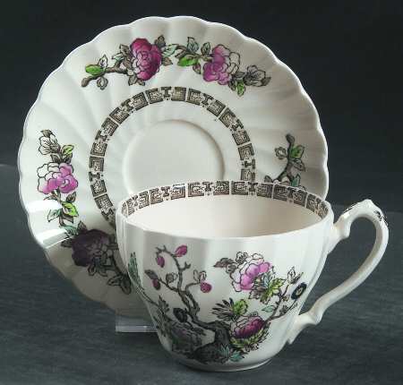 Indian Tree (No #, No Green Border, Cream) Oversized Cup & Saucer Set