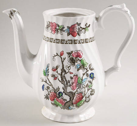 Indian Tree (No#, No Green Border, White Back) Coffee Pot No Lid