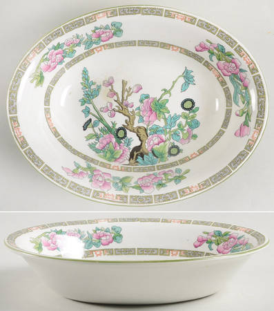 Indian Tree (Smooth, White) 9" Oval Vegetable Bowl
