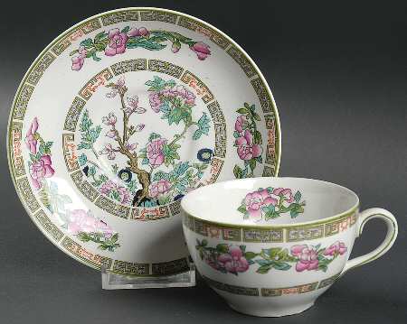 Indian Tree (Smooth, White) Flat Cup & Saucer Set