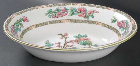 Indian Tree (Smooth, White) 10" Oval Vegetable Bowl