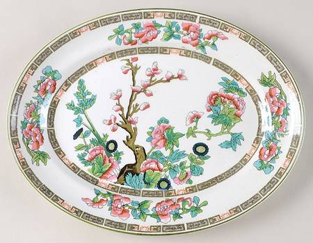 Indian Tree (Smooth, White) 10" Oval Serving Platter