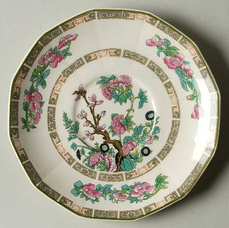 Indian Tree Green (Green Trim, 12 Sided) Saucer for Cream Soup Bowl