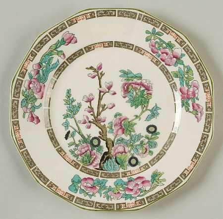 Indian Tree Green (Green Trim, 12 Sided) Salad Plate