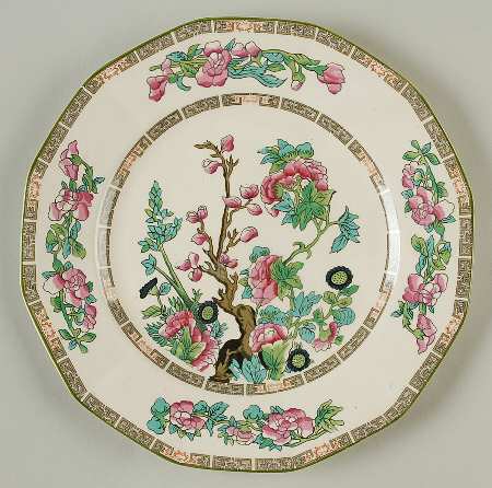 Indian Tree Green (Green Trim, 12 Sided) Luncheon Plate