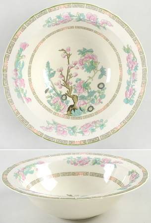 Indian Tree Green (Scalloped) 9" Round Vegetable Bowl