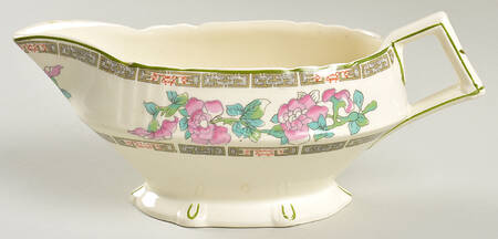 Indian Tree Green (Scalloped) Gravy Boat