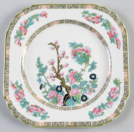 Indian Tree Green (Scalloped) Square Salad Plate