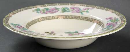 Indian Tree Green (Scalloped) Rim Soup Bowl