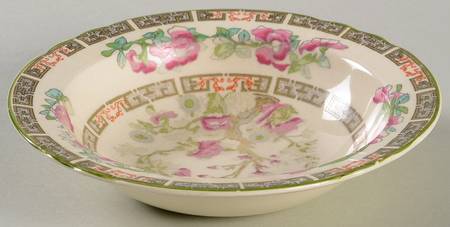 Indian Tree Green (Scalloped) Rim Fruit/Dessert (Sauce) Bowl