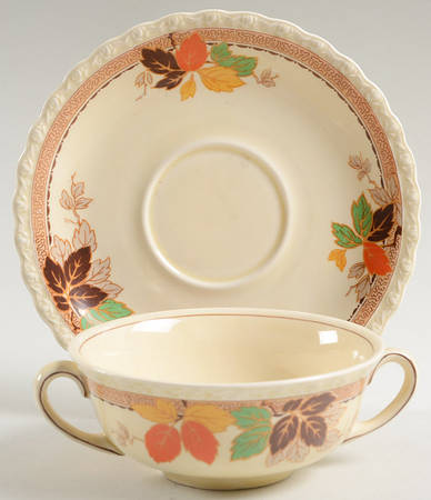 Leaflet Flat Cream Soup Bowl & Saucer Set