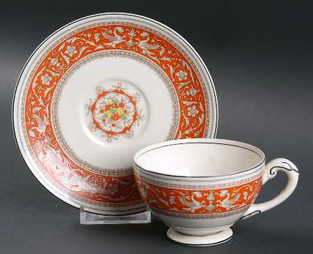 Medici Orange Red Footed Cup & Saucer Set