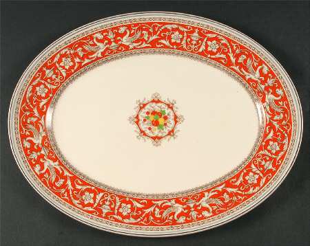 Medici Orange Red 14" Oval Serving Platter