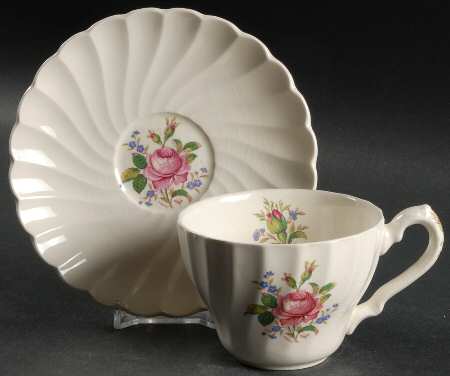Myott Rose Flat Cup & Saucer Set