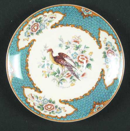Old Bow Pheasant Turquoise Saucer