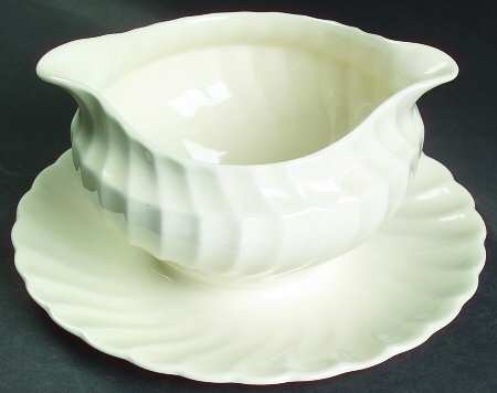 Olde Chelsea White Gravy Boat with Attached Underplate