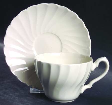 Olde Chelsea White Flat Cup & Saucer Set