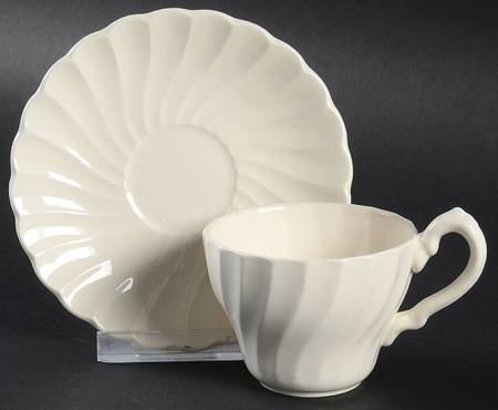 Olde Chelsea White Flat Demitasse Cup & Saucer Set