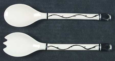 Old Silver Lustre 2 Piece Salad Set, Solid Piece