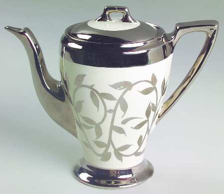 Old Silver Lustre Individual Coffee Pot & Lid