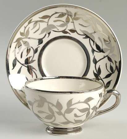 Old Silver Lustre Oversized Cup & Saucer Set