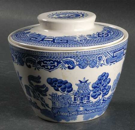 Old Willow Blue Sugar Bowl & Lid
