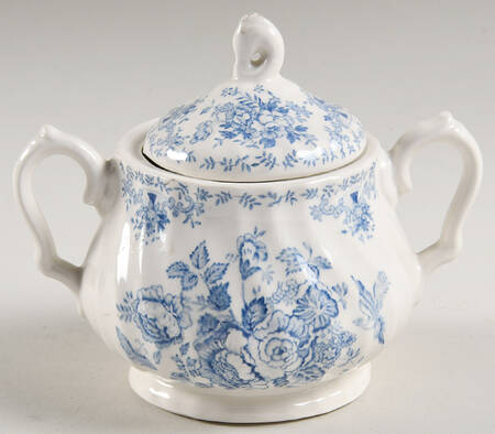 Oriental Garden Blue Sugar Bowl & Lid