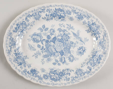 Oriental Garden Blue 12" Oval Serving Platter