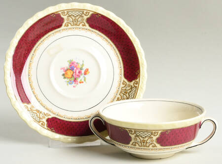 Persian Rose Flat Cream Soup Bowl & Saucer Set