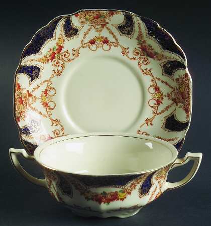 The Regal Blue (Smooth) Flat Cream Soup Bowl & Saucer Set