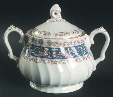 Rialto Teal Blue Sugar Bowl & Lid