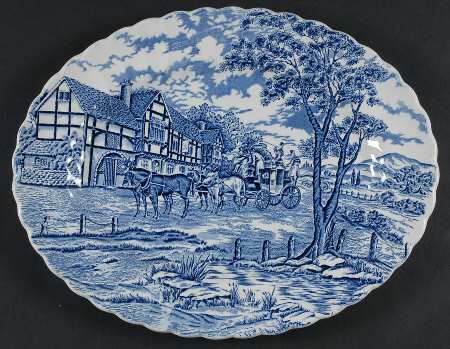 Royal Mail Blue 14" Oval Serving Platter
