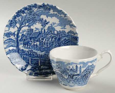 Royal Mail Blue Flat Cup & Saucer Set
