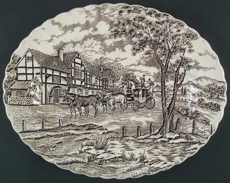 Royal Mail Brown (White Background) 14" Oval Serving Platter