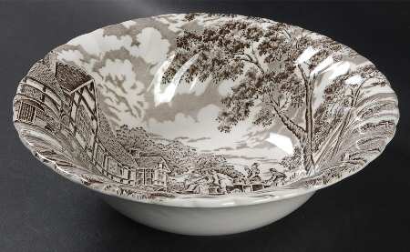 Royal Mail Brown (White Background) 8" Round Vegetable Bowl