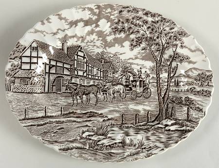 Royal Mail Brown (Cream Background) 14" Oval Serving Platter