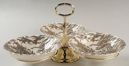 Royal Mail Brown (Cream Background) 7" x 12" 3-Part Relish & Metal Stand (CERC) HC