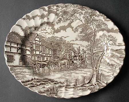 Royal Mail Brown (Cream Background) 12" Oval Serving Platter