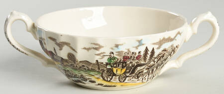 Royal Mail Multicolor (Cream Background) Flat Cream Soup Bowl