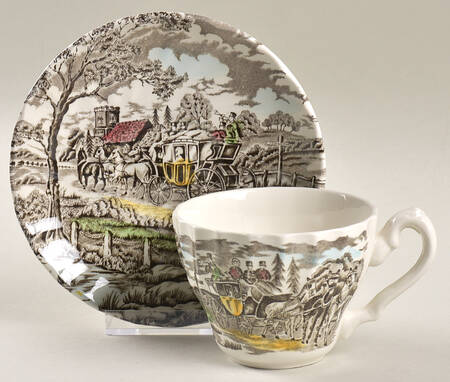 Royal Mail Multicolor (White Background) Flat Cup & Saucer Set