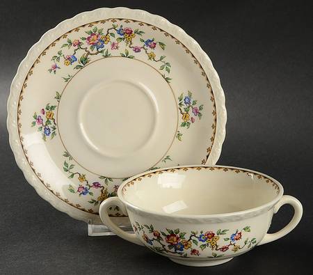 Rosemere Flat Cream Soup Bowl & Saucer Set