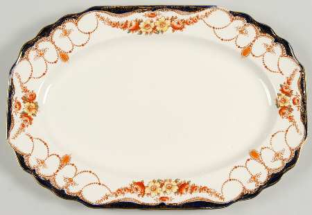 Rosemary (Square, Scalloped) 12" Oval Serving Platter