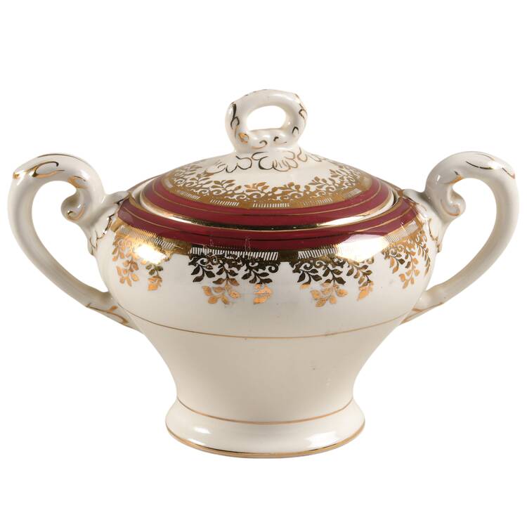 Royalty Maroon Band Sugar Bowl & Lid