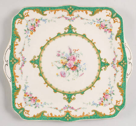 Sevres Green Square Handled Cake Plate