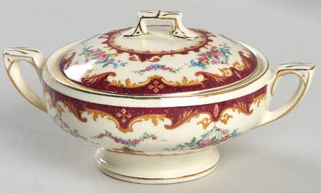 Sevres Red Sugar Bowl & Lid